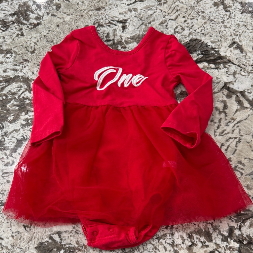 Ruffle Butts Red Long Sleeve Bodysuit LIKE NEW